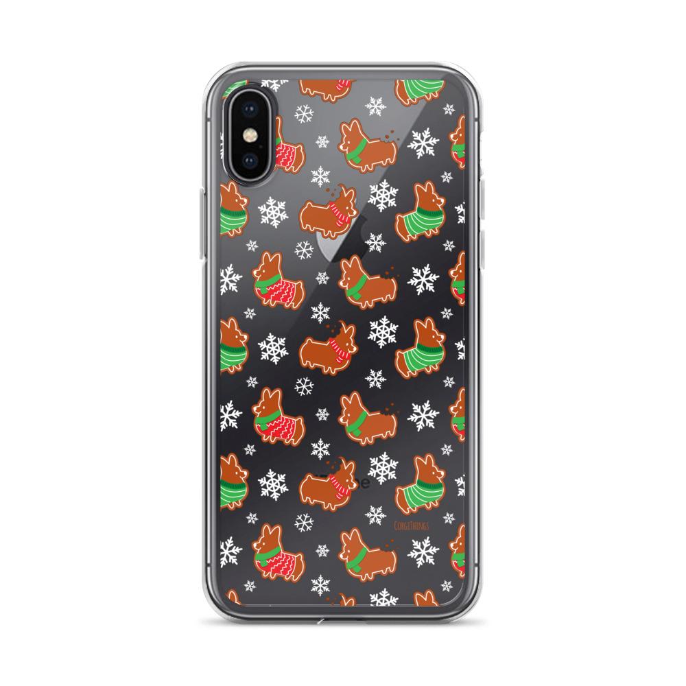 "Gingerbread Corgis" Clear iPhone Case | Holiday Collection