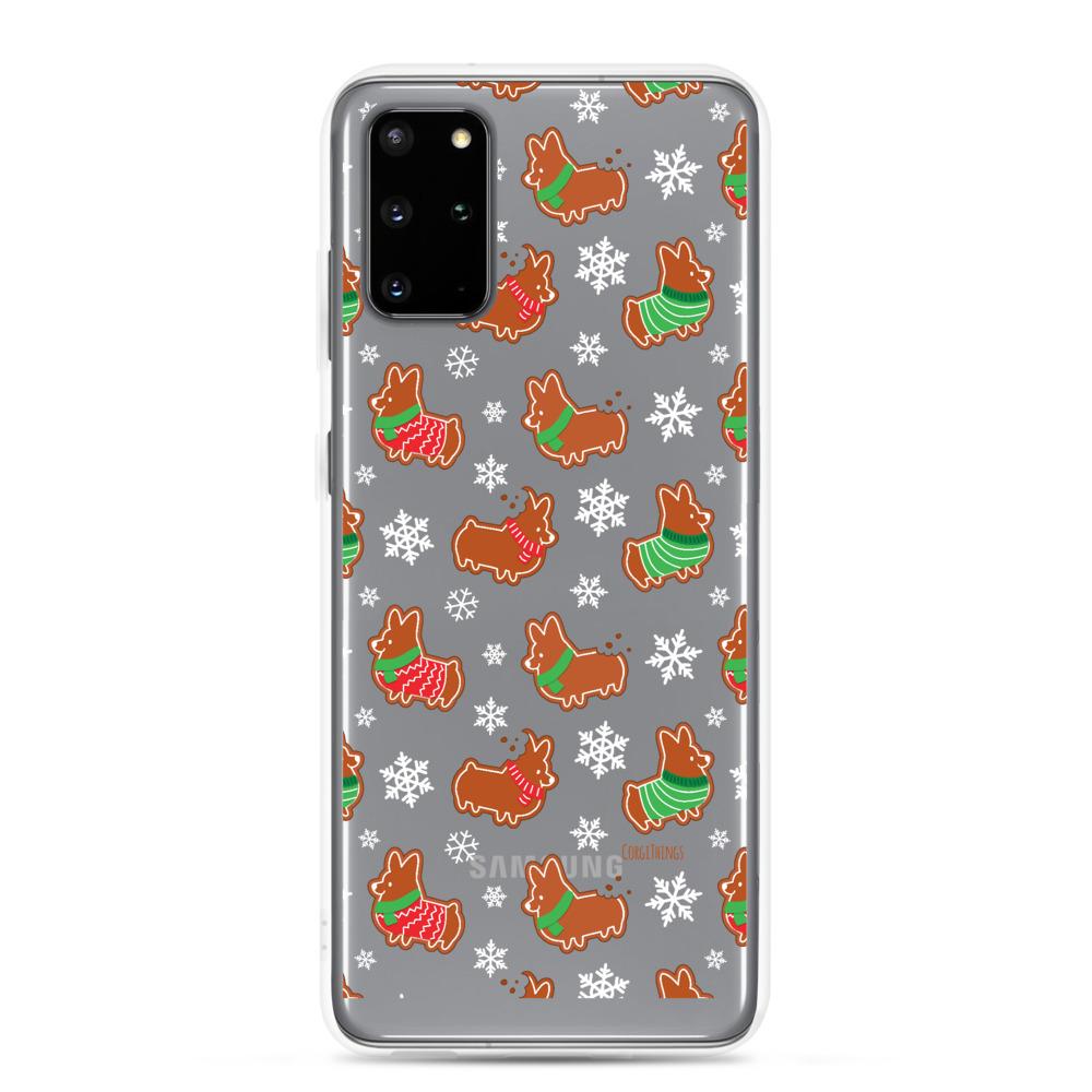 "Gingerbread Corgis" Clear Samsung Phone Case | Holiday Collection