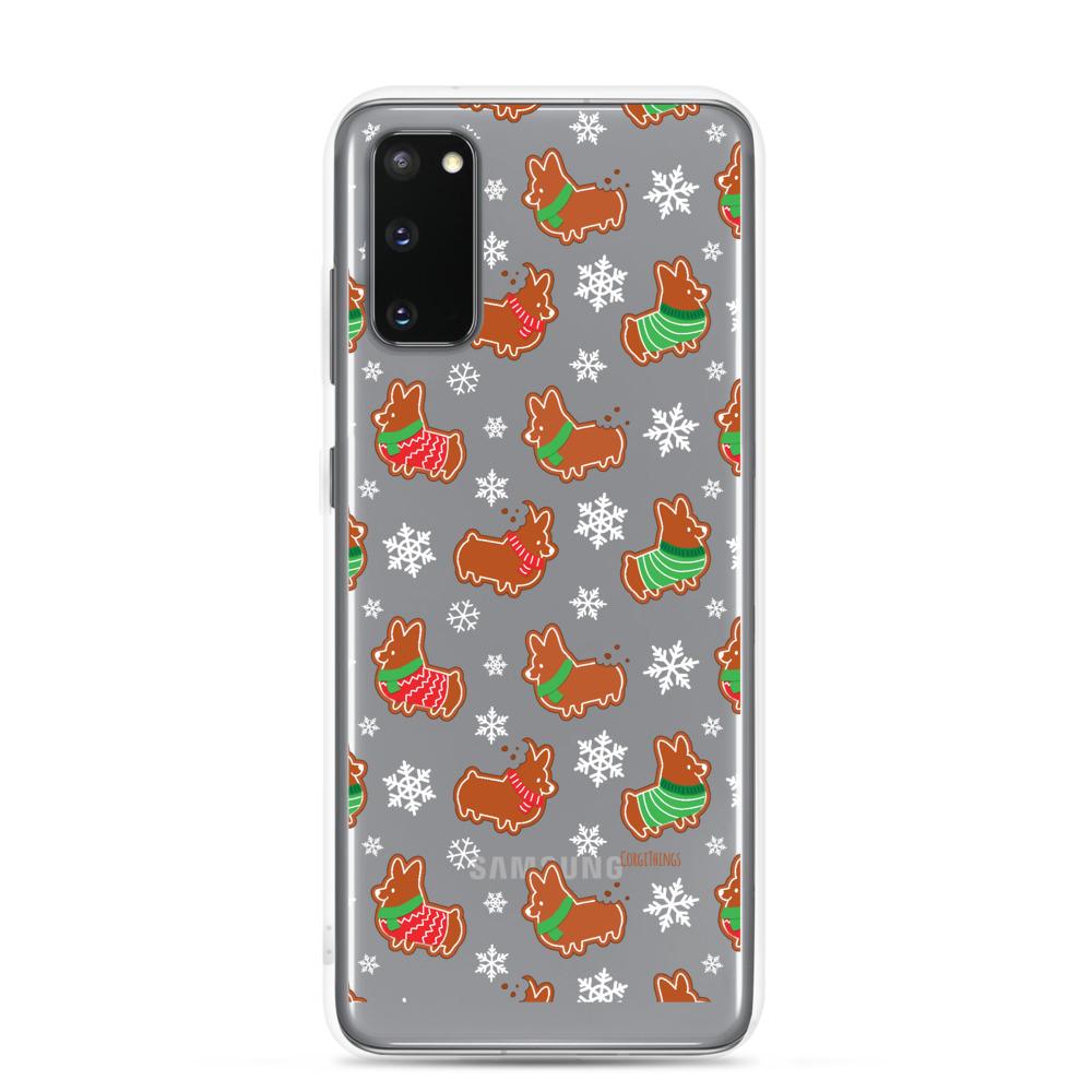 "Gingerbread Corgis" Clear Samsung Phone Case | Holiday Collection