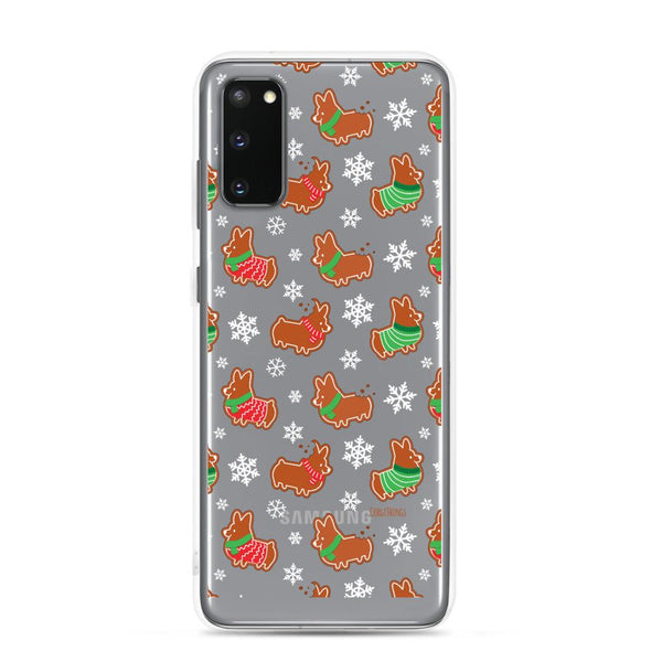 "Gingerbread Corgis" Clear Samsung Phone Case | Holiday Collection