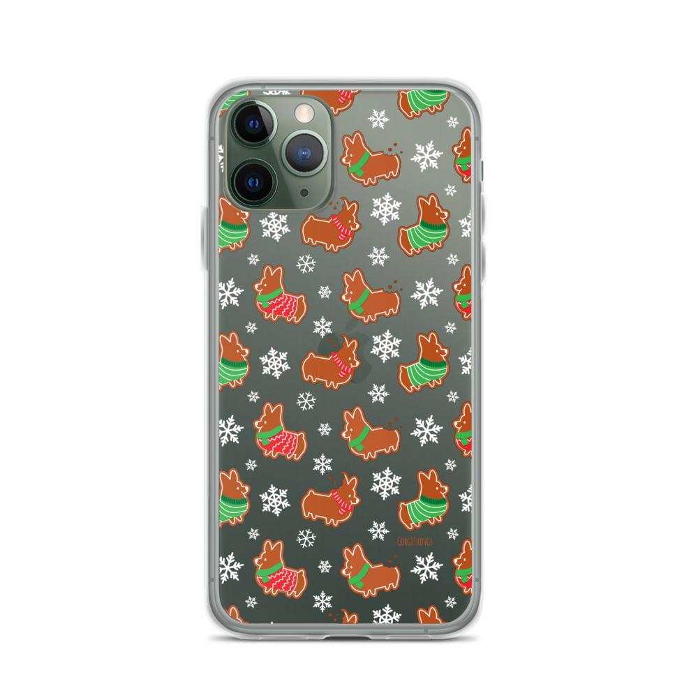 "Gingerbread Corgis" Clear iPhone Case | Holiday Collection
