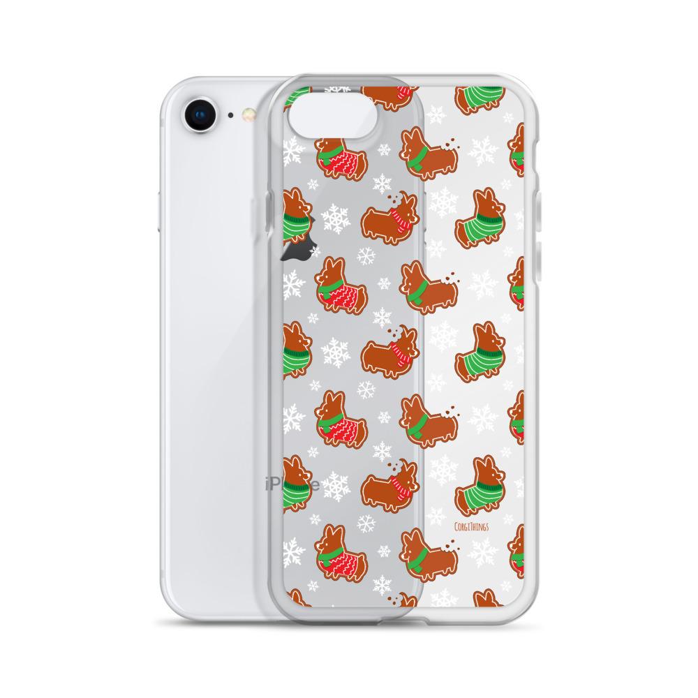 "Gingerbread Corgis" Clear iPhone Case | Holiday Collection