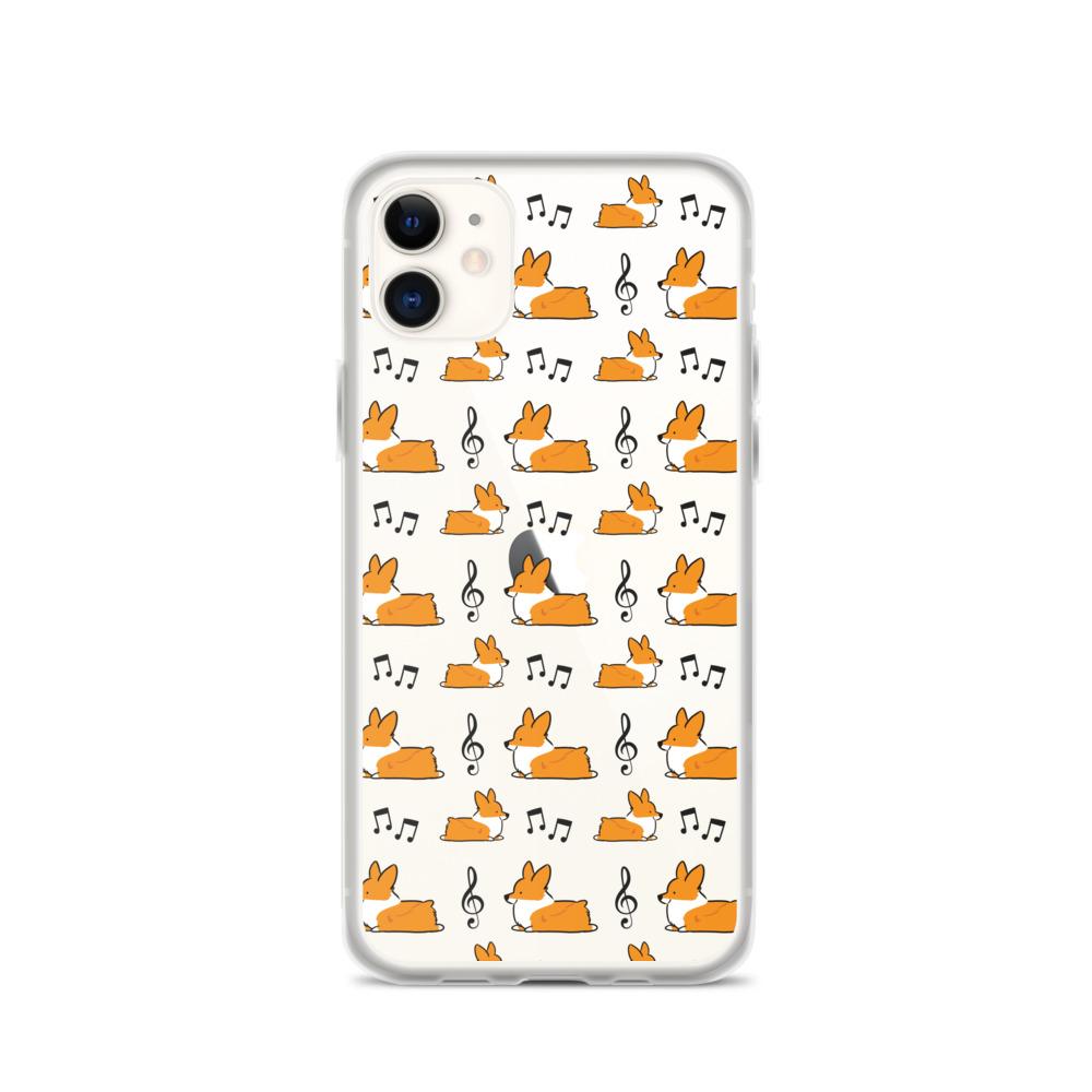 "Music Notes" Corgi Clear iPhone Case