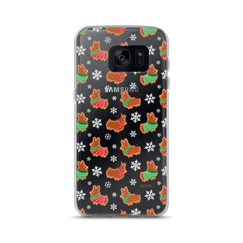 "Gingerbread Corgis" Clear Samsung Phone Case | Holiday Collection
