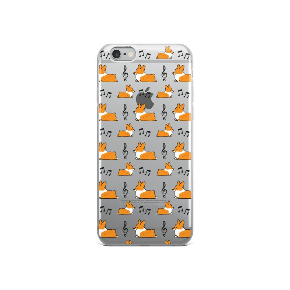 "Music Notes" Corgi Clear iPhone Case