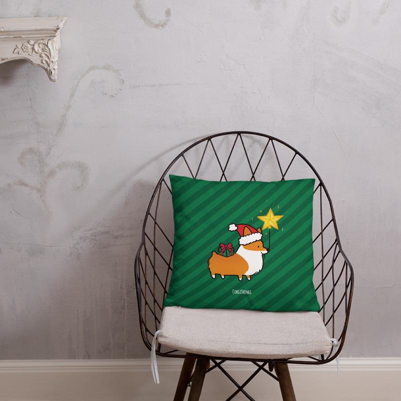 "Happy Howlidays" Corgi 18x18 Square Pillow | Holiday Collection