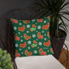 "Gingerbread Corgis" 18x18 Green Square Pillow | Holiday Collection