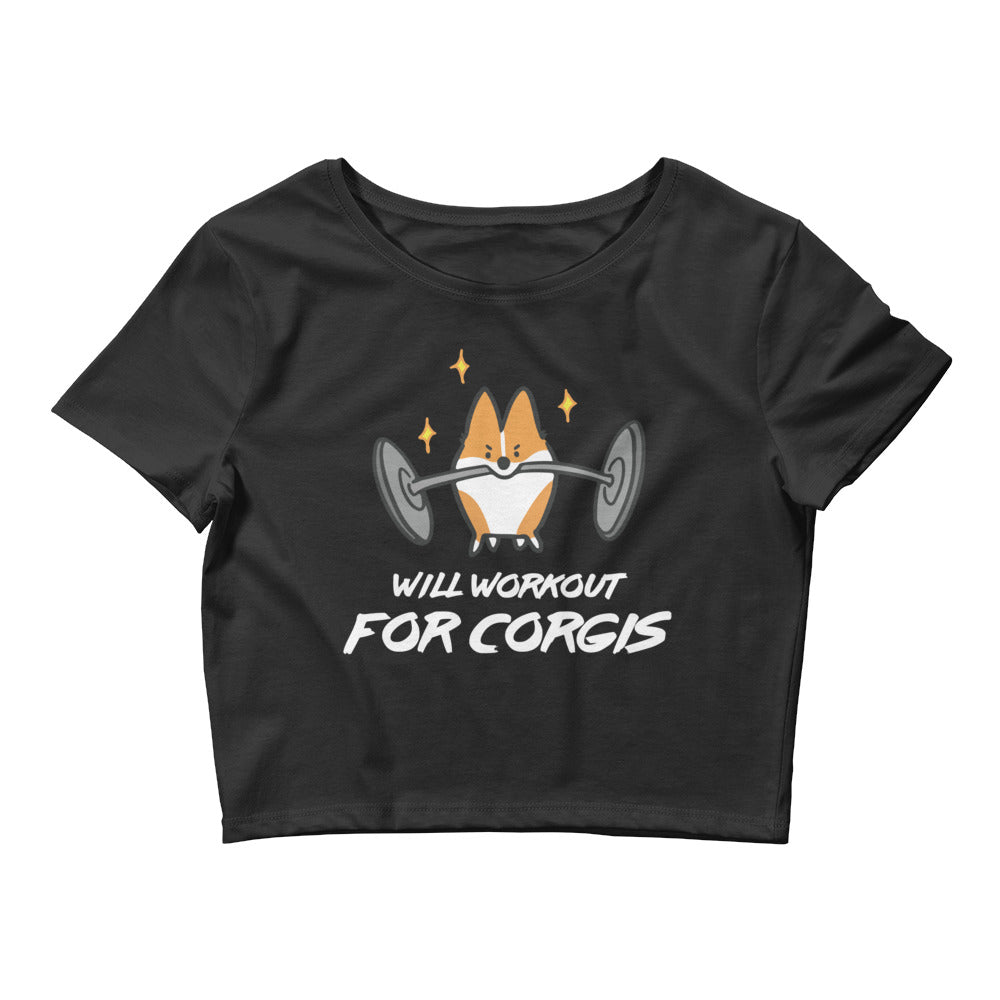 "Will Workout for Corgis" Women’s Crop Tee