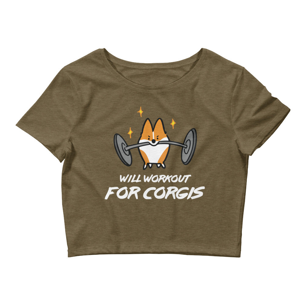 "Will Workout for Corgis" Women’s Crop Tee