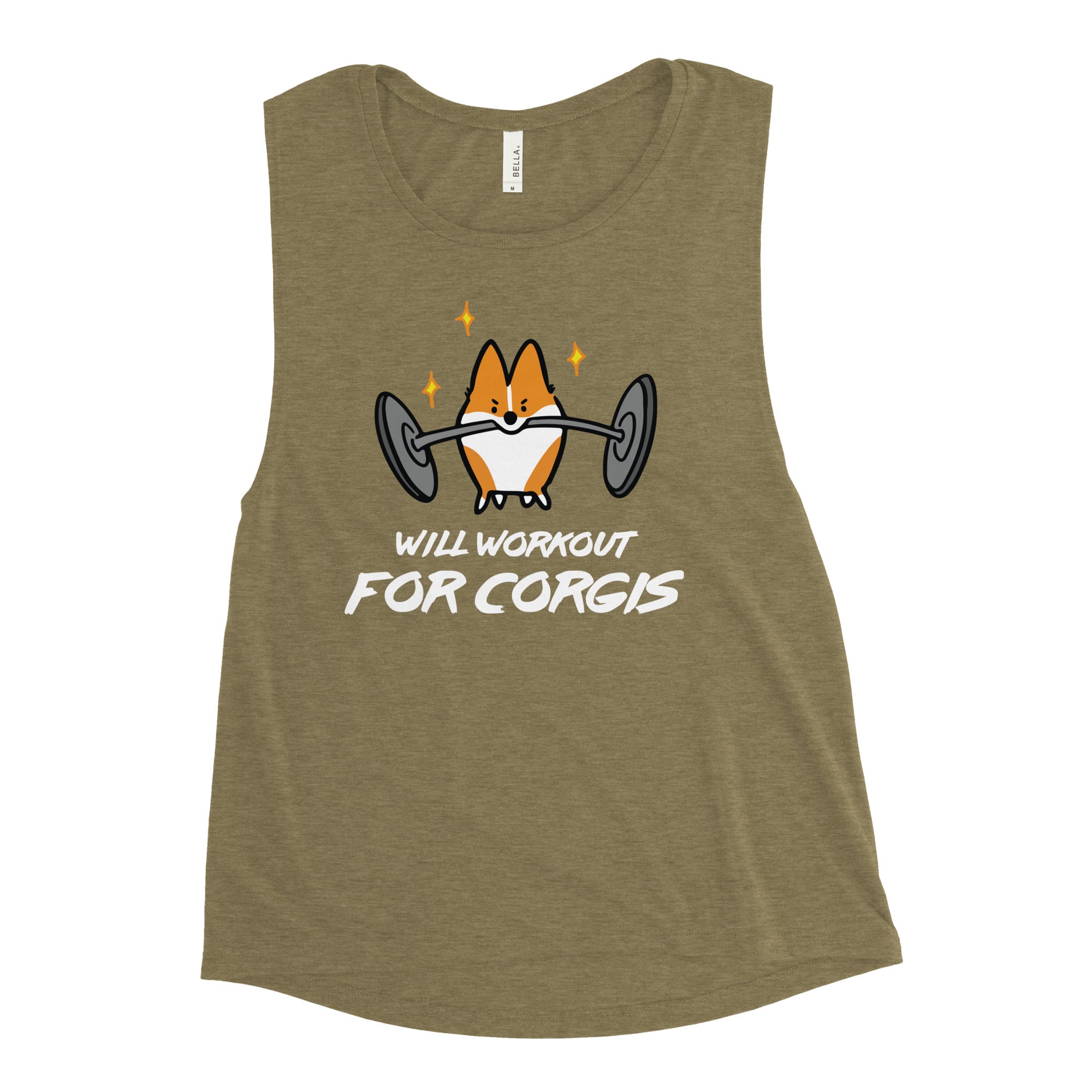 "Will Workout for Corgis" Ladies’ Muscle Tank